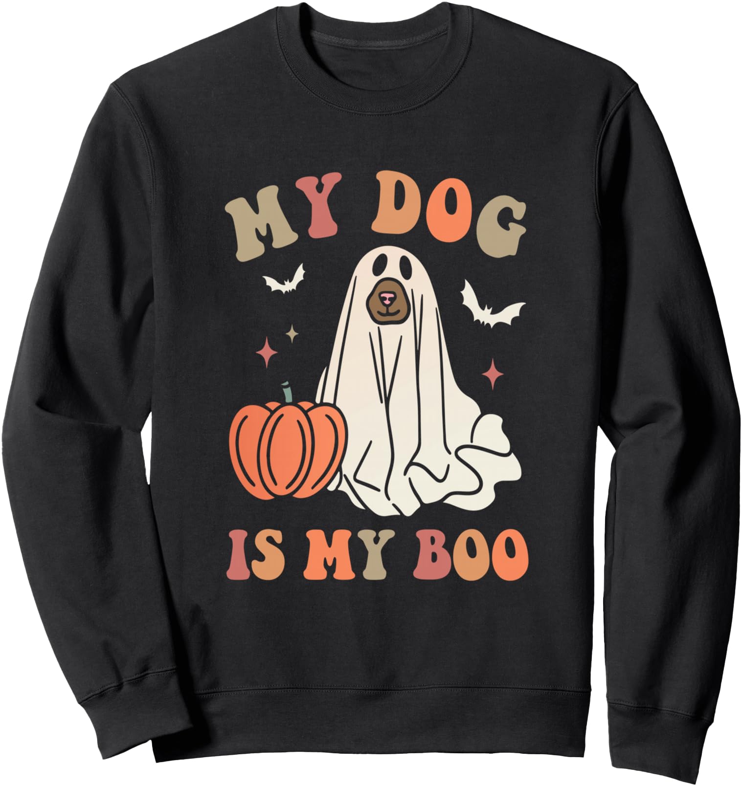 My Dog Is My Boo Spooky Season Ghost Halloween Groovy Sweatshirt