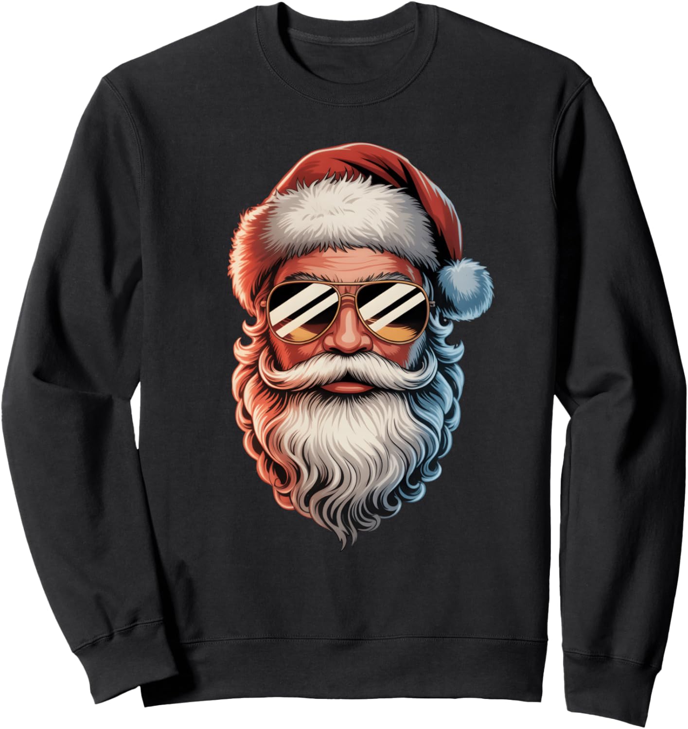 Retro Cool Sunglasses Santa Claus Face Christmas Men Boys Sweatshirt