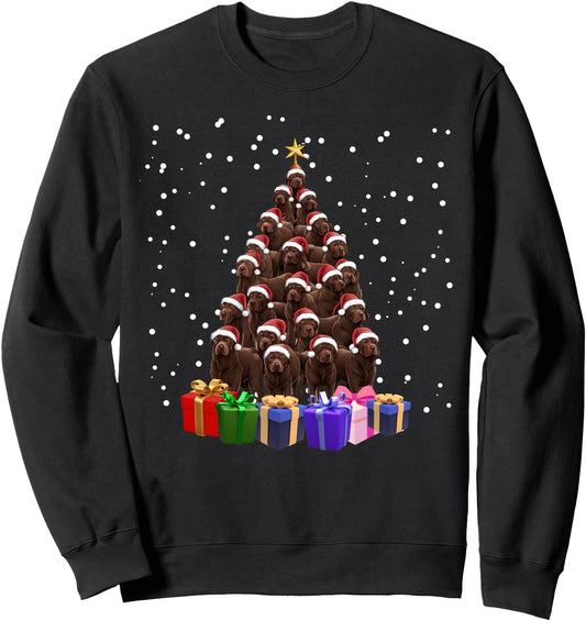 Chocolate Labrador Christmas Tree Funny Xmas Matching Family Sweatshirt