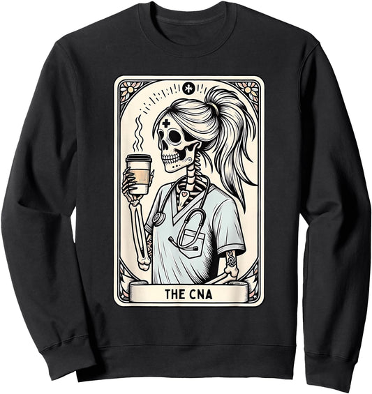 Certified Nurse Assistant Tarot Card Skeleton CNA Halloween Sweatshirt
