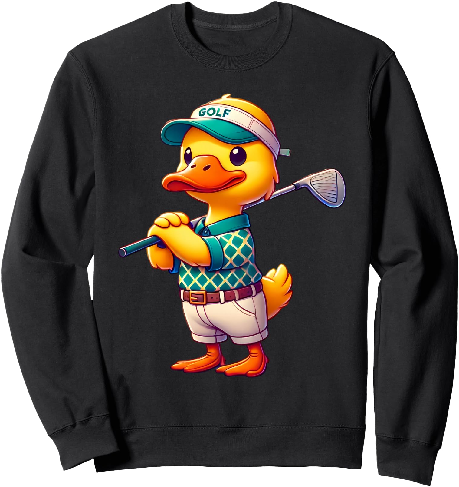Cute Duck Playing Golf Golfer Golfing Men Women Sweatshirt