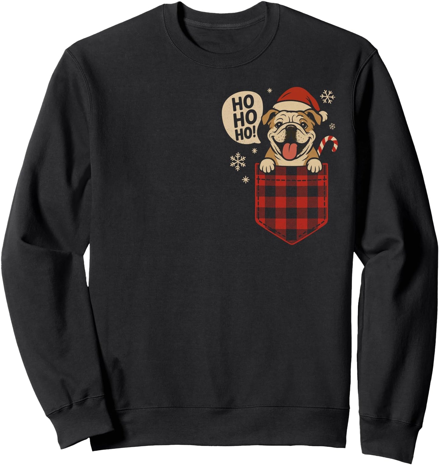 Funny English Bulldog Christmas Dog Cute Pocket Santa Xmas Sweatshirt