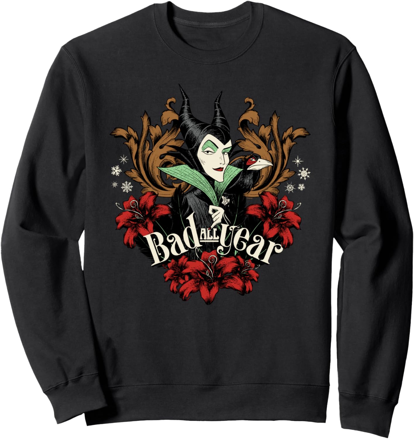Disney Villains Holiday Christmas Maleficent Bad All Year Sweatshirt