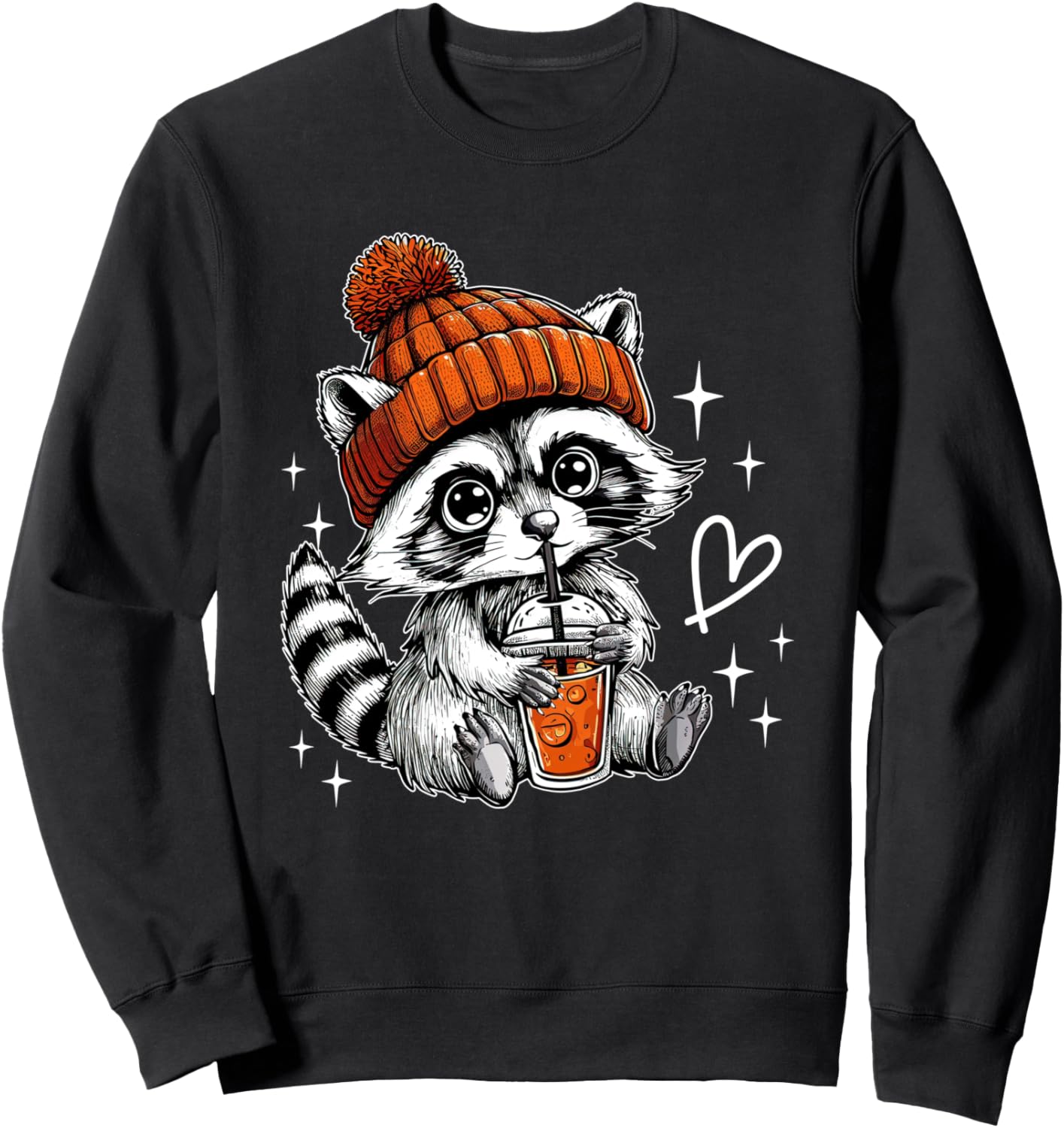 Retro Fall Racoon Coffee Feral Racoon Pumpkin Autumn Girly Sweatshirt