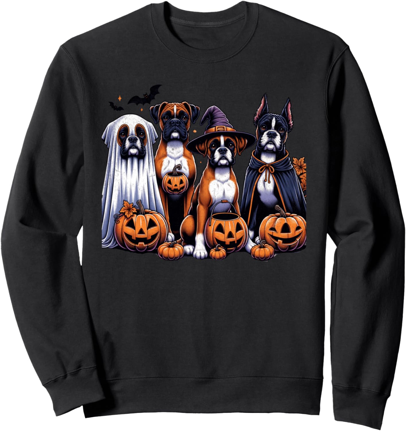 Funny Retro Cute Boxer Dog Halloween Pumpkin Ghost Dog Mom Sweatshirt
