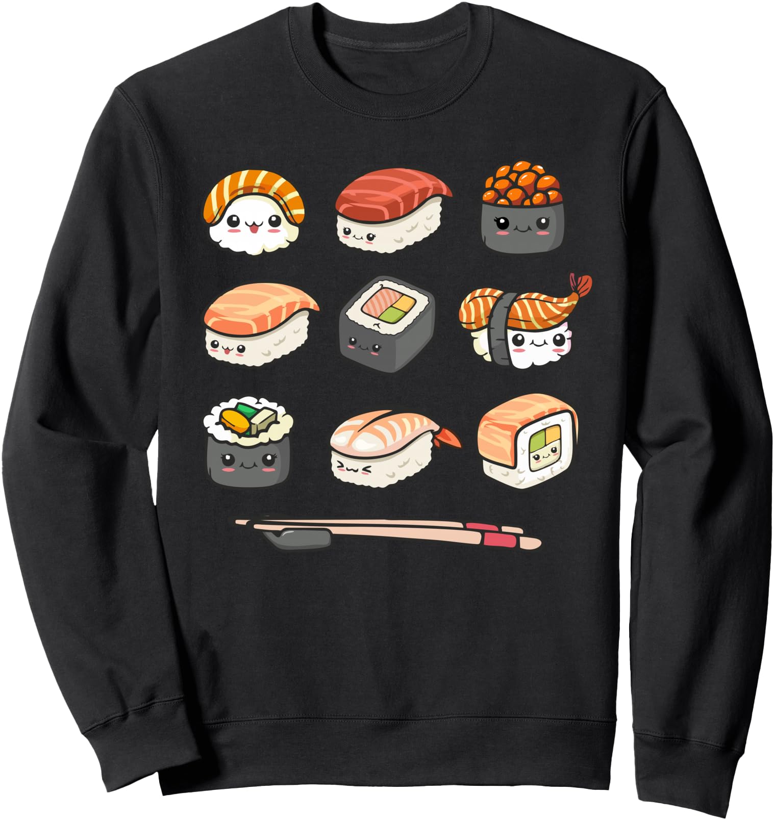 Happy Sushi Anime Kawaii Set Japanese Food Lover Otaku Manga Sweatshirt