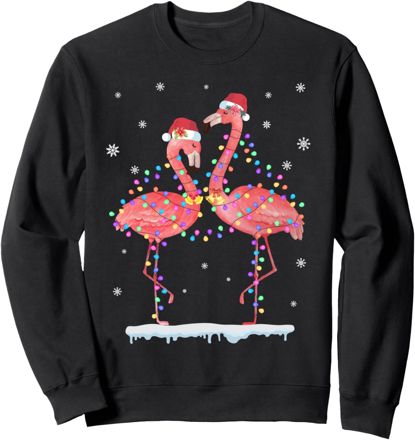 Christmas Flamingo Xmas Tree Light Santa Flamingo Sweatshirt