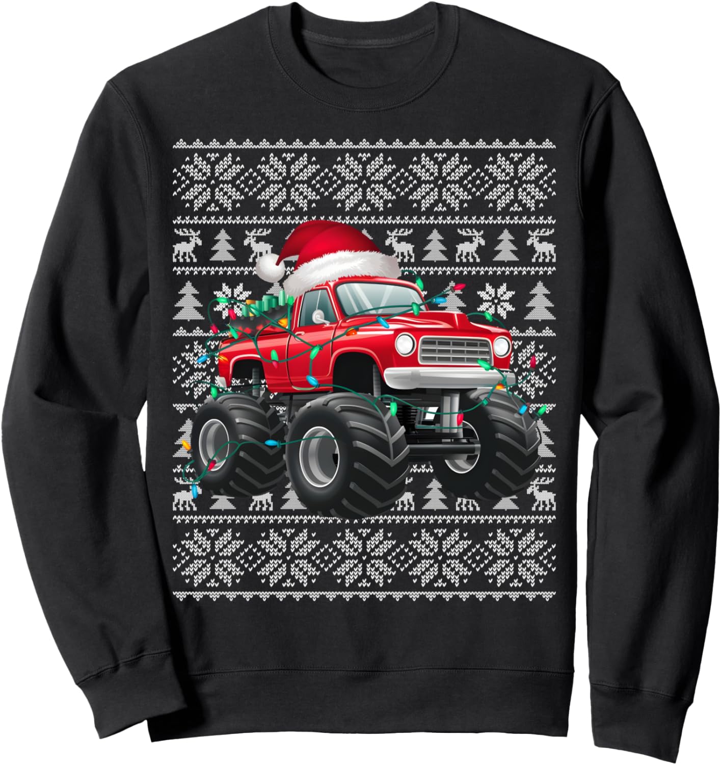 Xmas Sweater Style Ugly Santa Monster Truck Christmas Sweatshirt