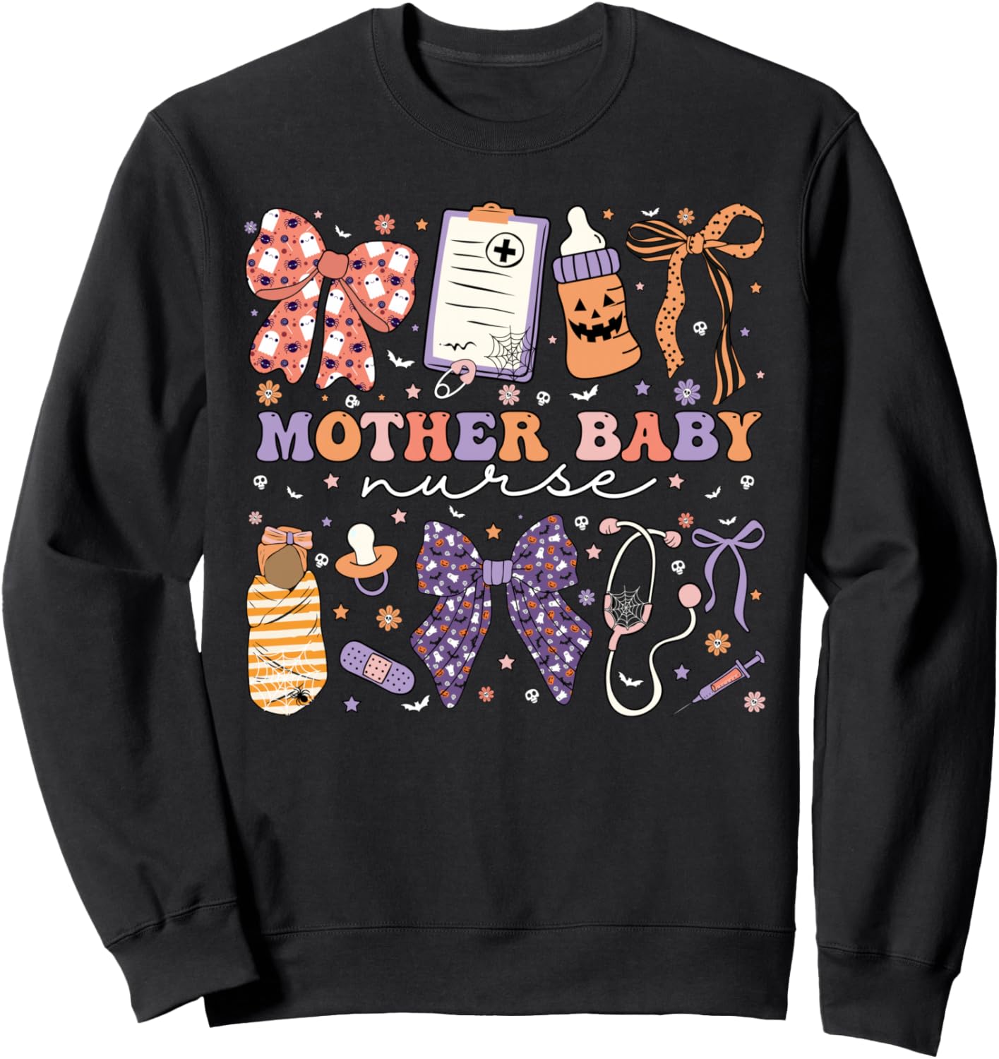 Halloween Postpartum Coquette Mother Baby Nurse Halloween Sweatshirt