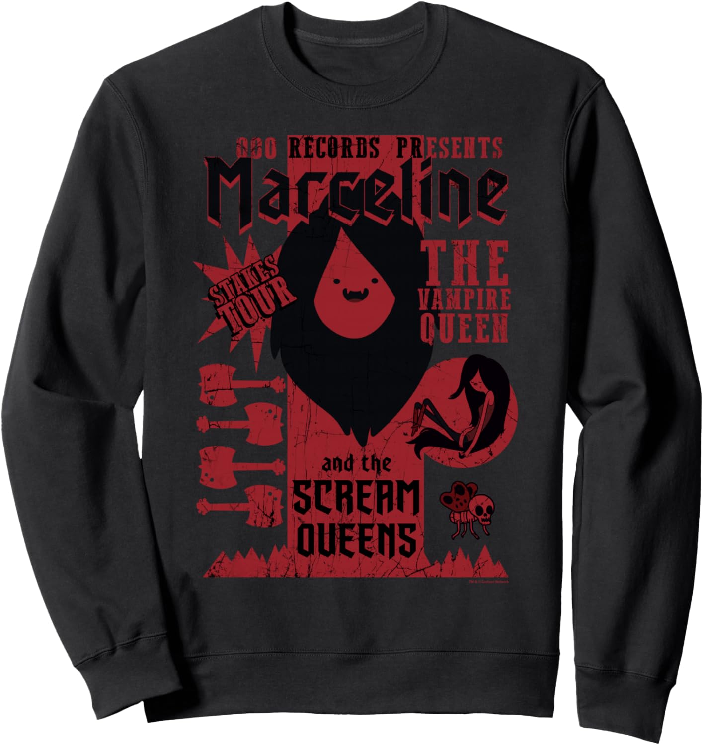 Cartoon Network Adventure Time Ooo Records Presents Marceline Sweatshirt - Unisex Adult, Black, Small