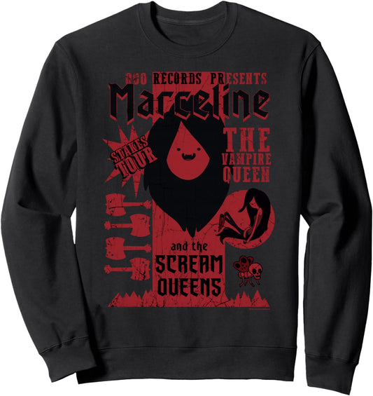 Cartoon Network Adventure Time Ooo Records Presents Marceline Sweatshirt - Unisex Adult, Black, Small