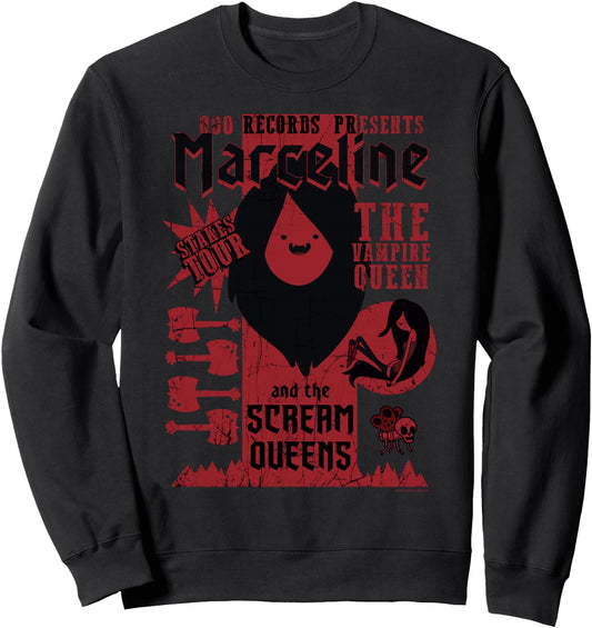 Cartoon Network Adventure Time Ooo Records Presents Marceline Sweatshirt - Unisex Adult, Black, Small