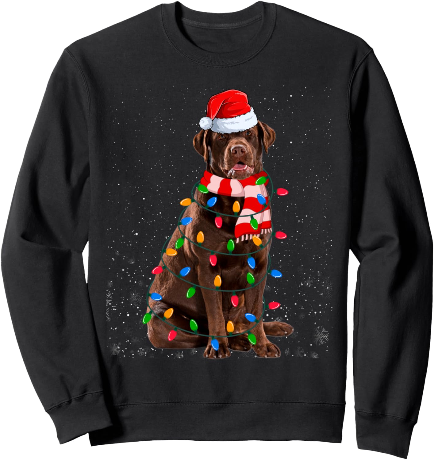 Chocolate Lab Labrador Retriever Christmas Lights Dog Xmas Sweatshirt