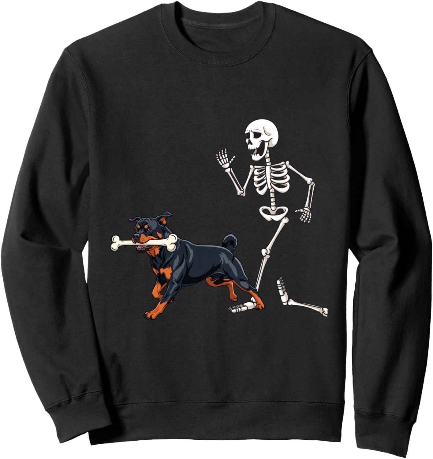 Funny Halloween Rottweiler and Skeleton Sweatshirt
