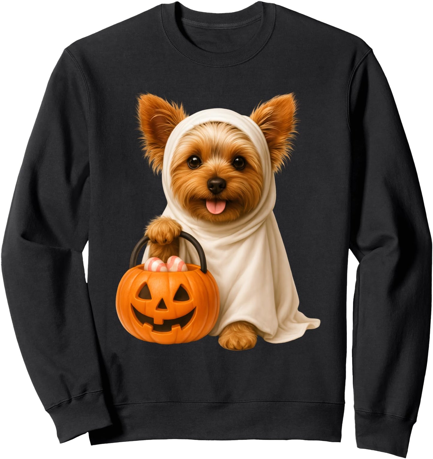 Cute Halloween Yorkie Ghost Dog Yorkshire Terrier Pumpkin Sweatshirt