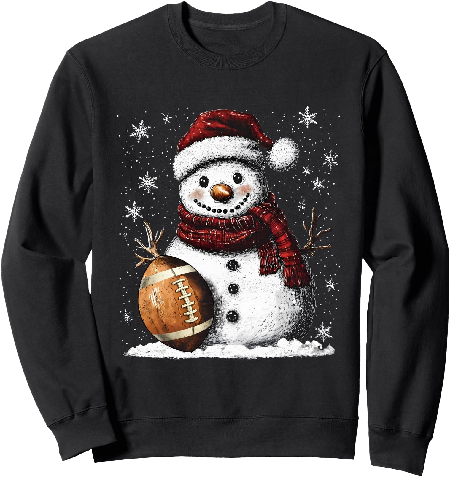 Merry Christmas Football Snowman Holiday Sports Xmas Pajamas Sweatshirt