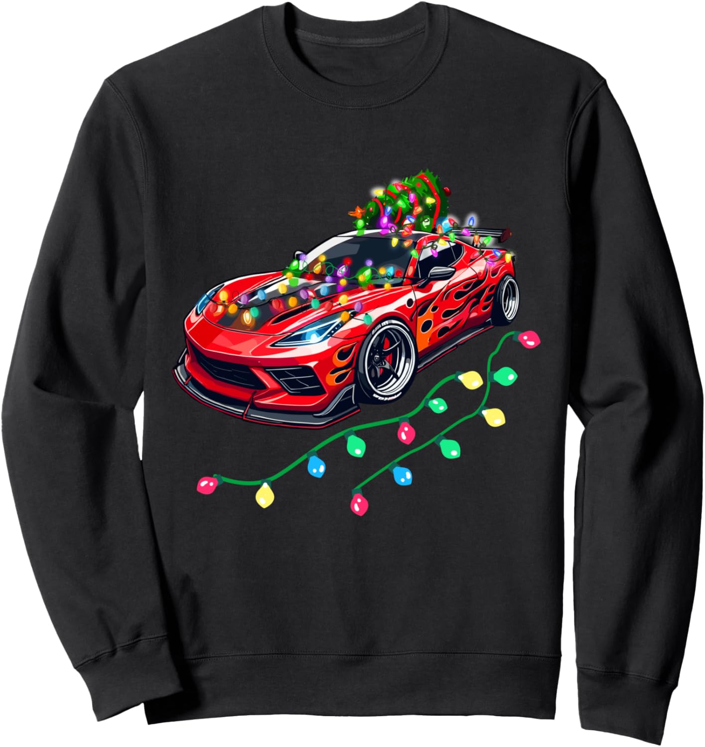 Sports Car X-mas Lights Christmas X-mas Holiday Men Boys Sweatshirt