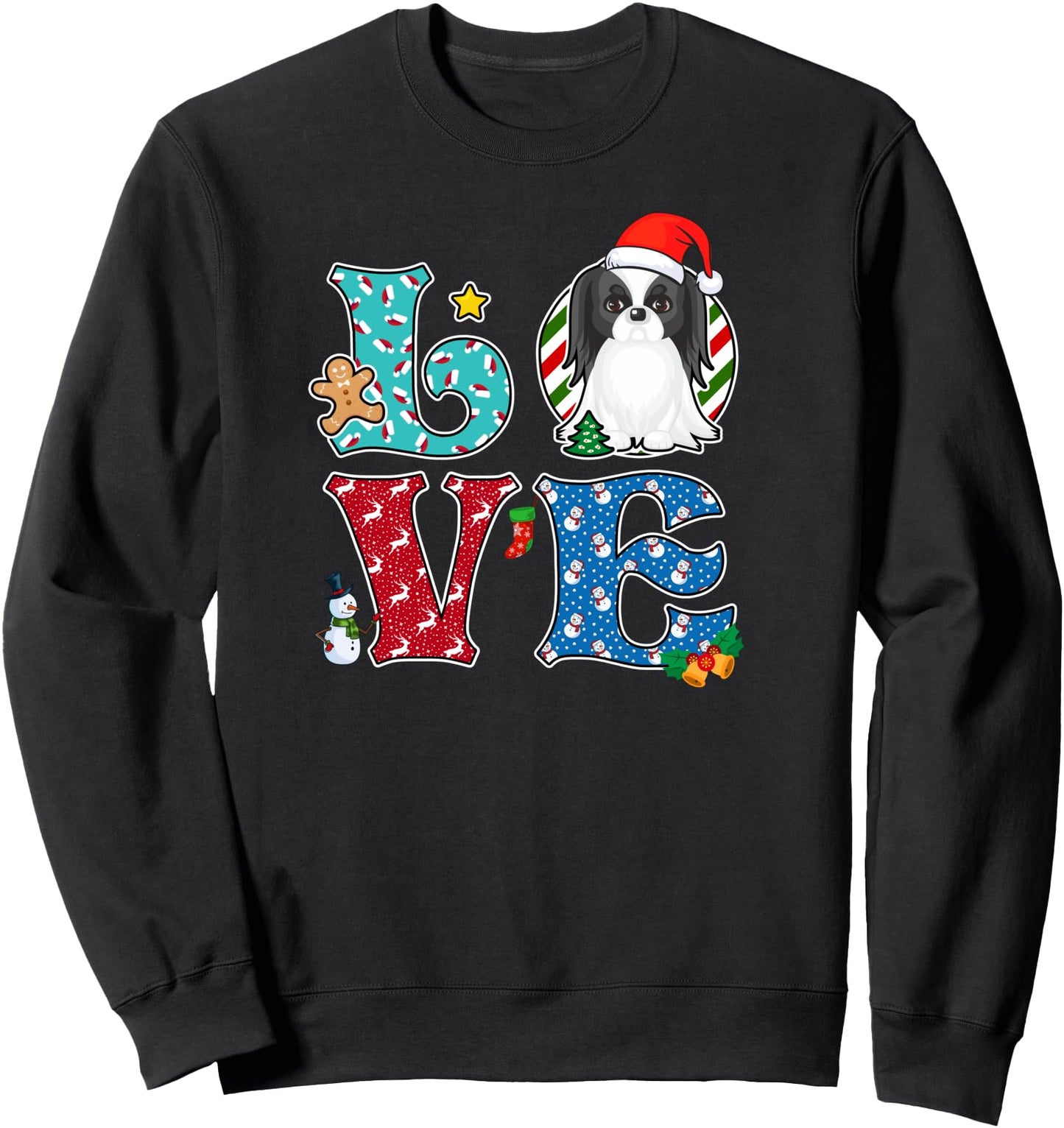 I Love Dog Japanese Chin Christmas Sweatshirt