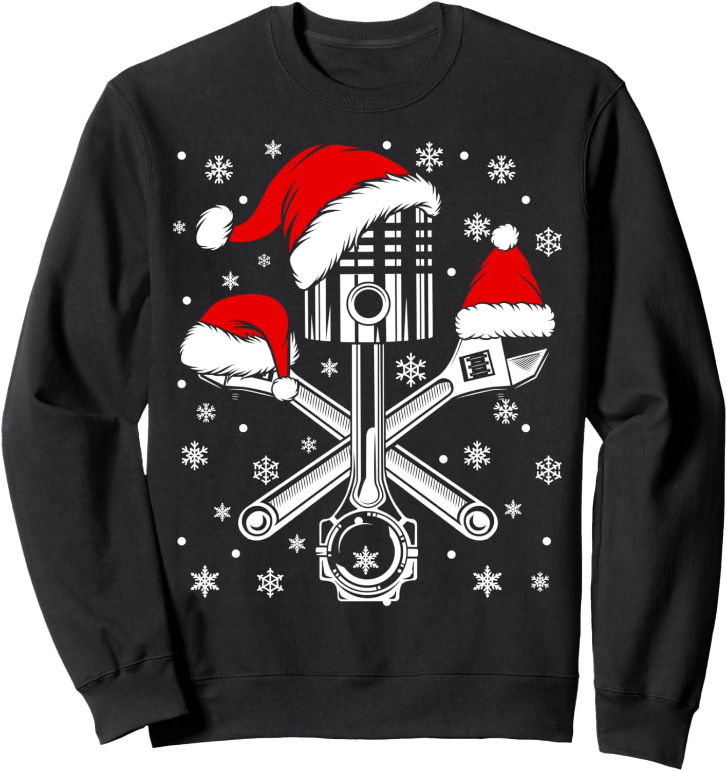 Garage Mechanic Wrench Piston Santa Hat Christmas Matching Sweatshirt