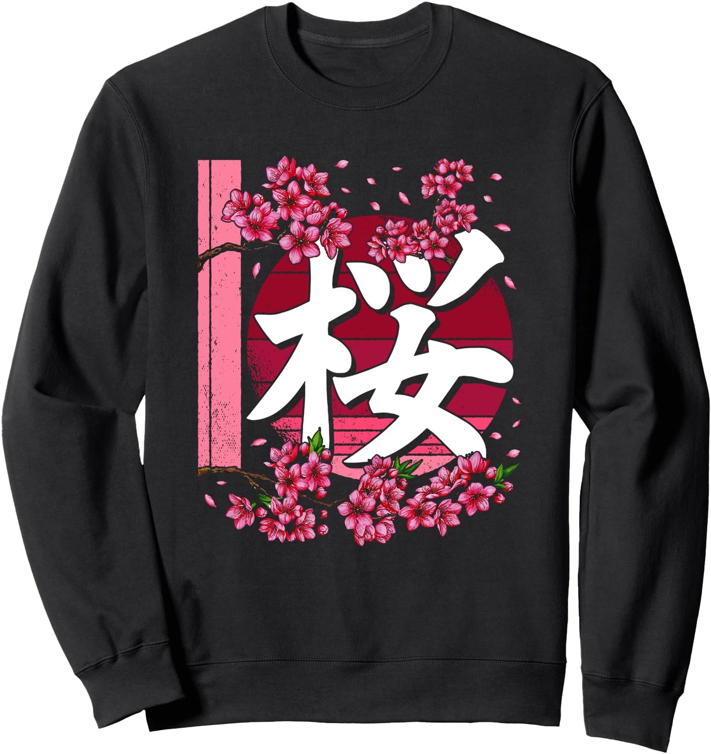 Sakura Flowers Spring Cherry Blossoms Japanese Kanji Print Sweatshirt