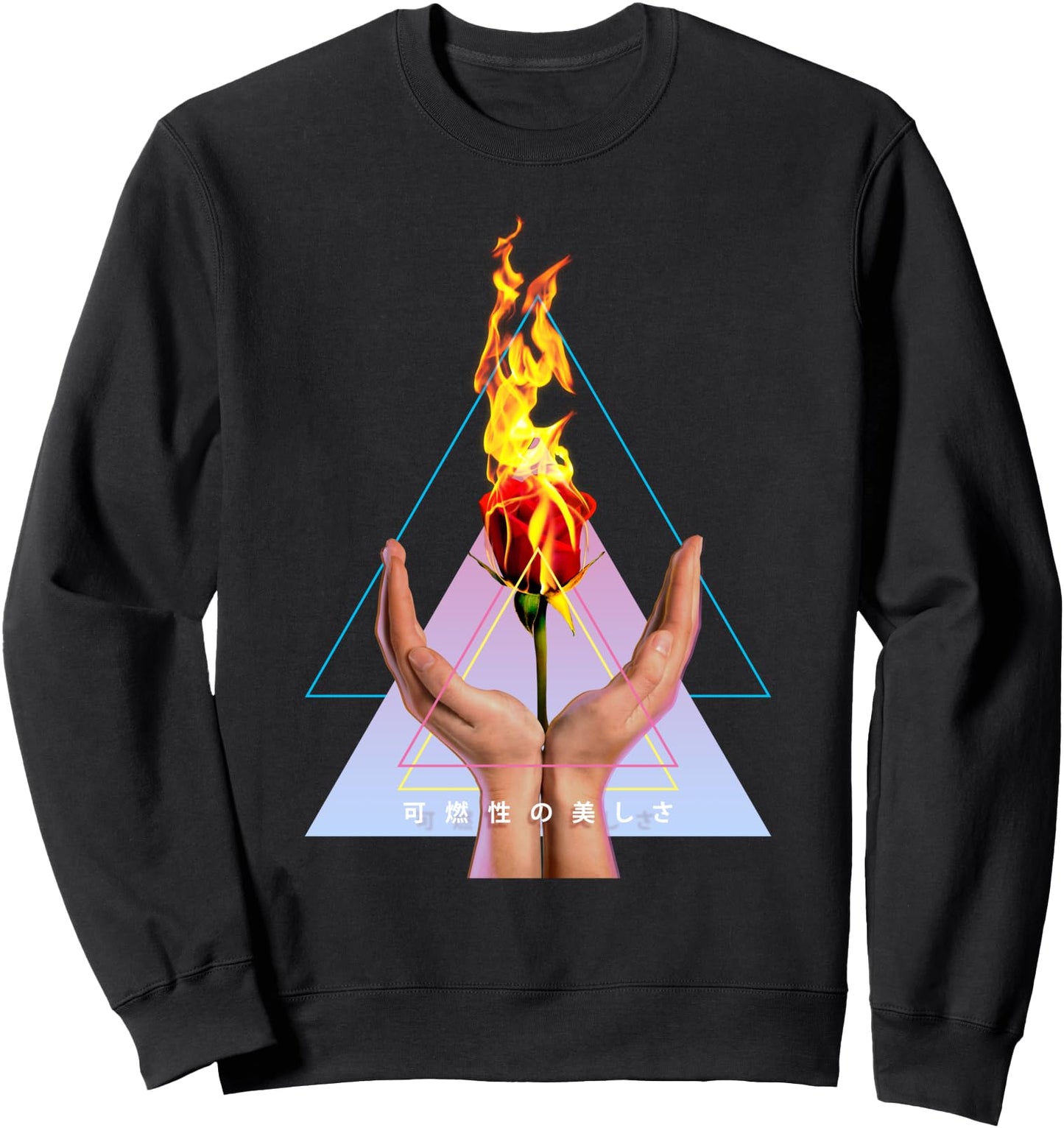 Rose On Fire - Dreamcore Japanese Kanji Art Sweatshirt