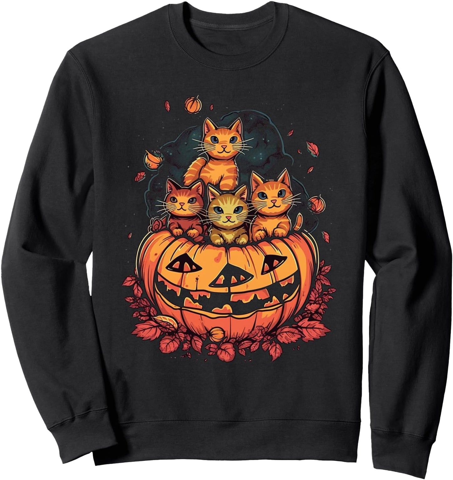 Cat Pumpkin Halloween Costume Cute Kitten Jack O Lantern Sweatshirt