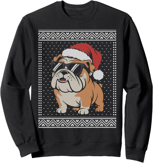 Christmas Bulldog ugly sweater, bulldog wearing santa hat Sweatshirt