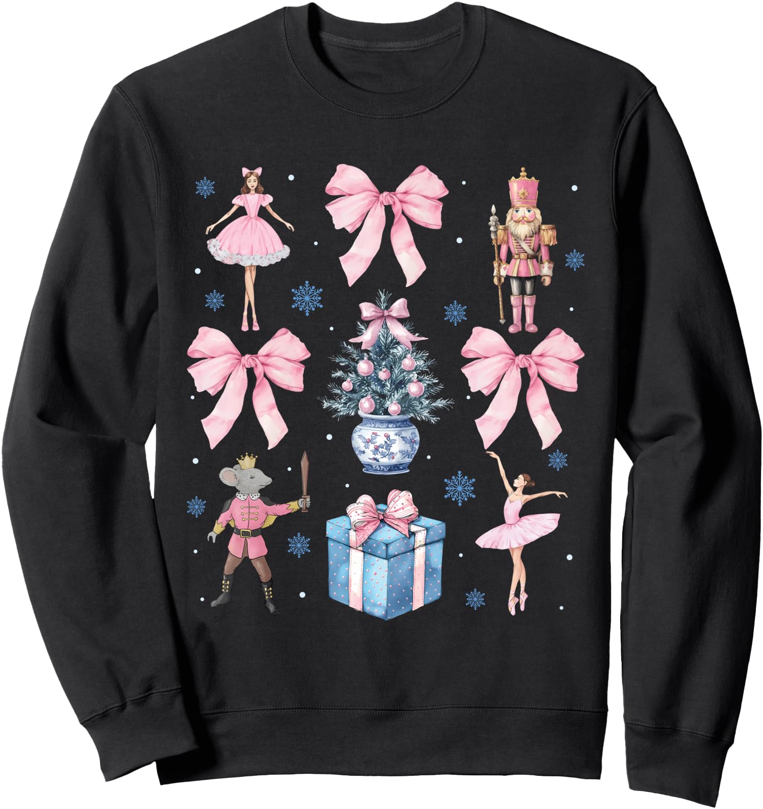 Pink Coquette Bow Christmas Nutcracker Ballet Xmas Holiday Sweatshirt