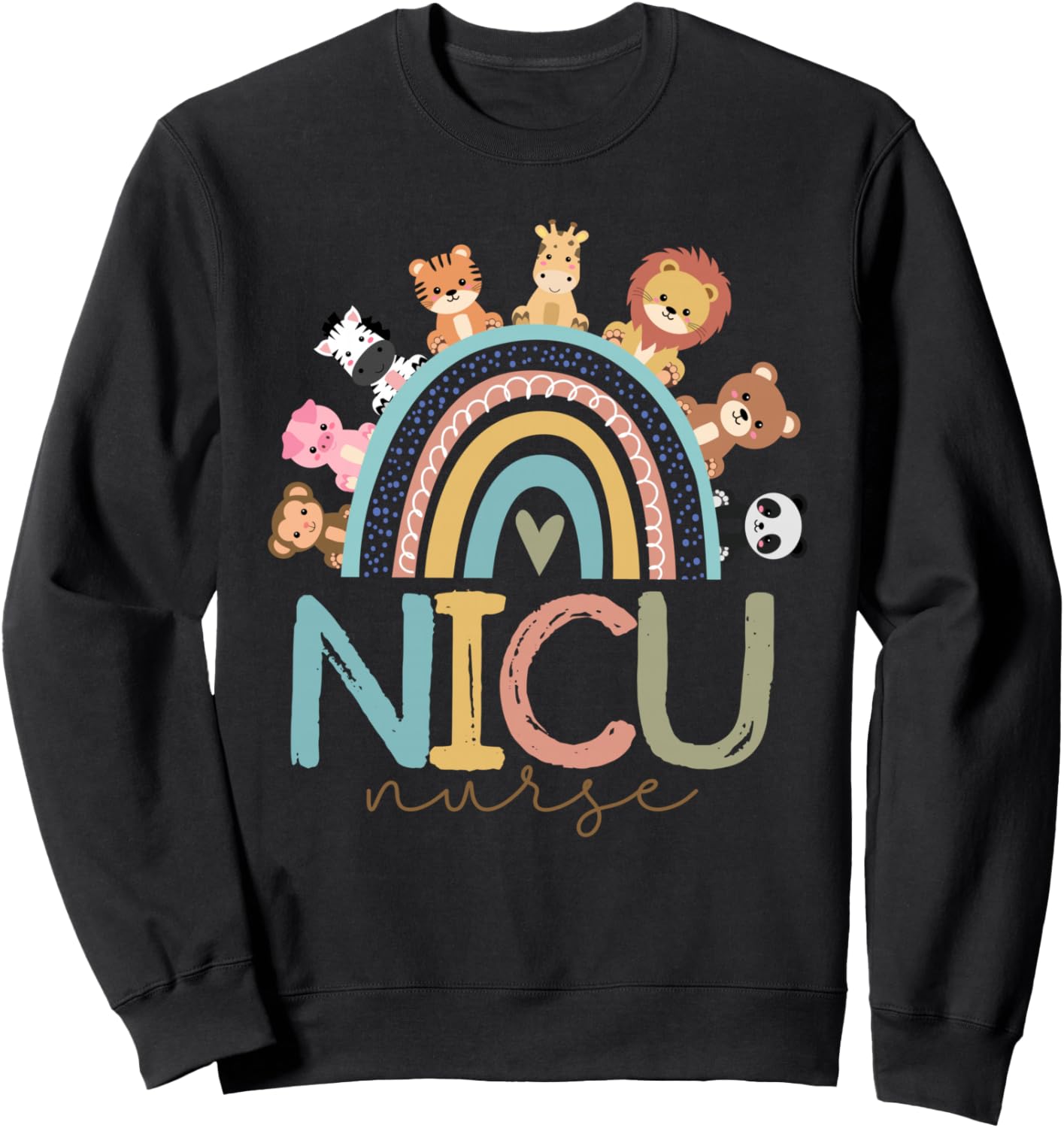 Nicu Nurse Rainbow Dinosaur Animal Nicu Nurse Appreciation Sweatshirt