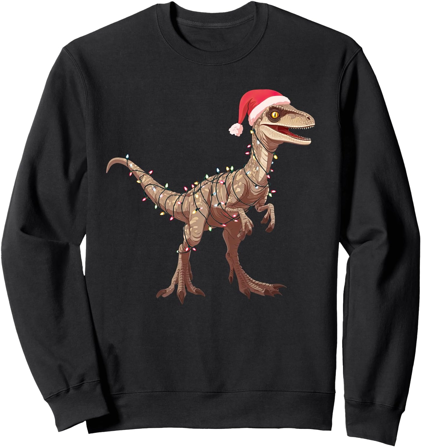Funny Velociraptor Christmas Graphics Lights Lover Dinosaur Sweatshirt