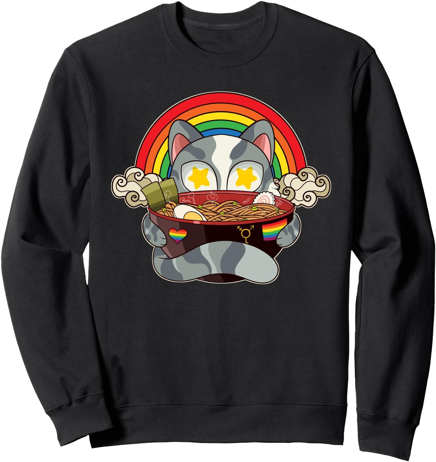 Kawaii Cat Ramen Noodles Cute Neko Japanese Foodie Lgbt Sweatshirt