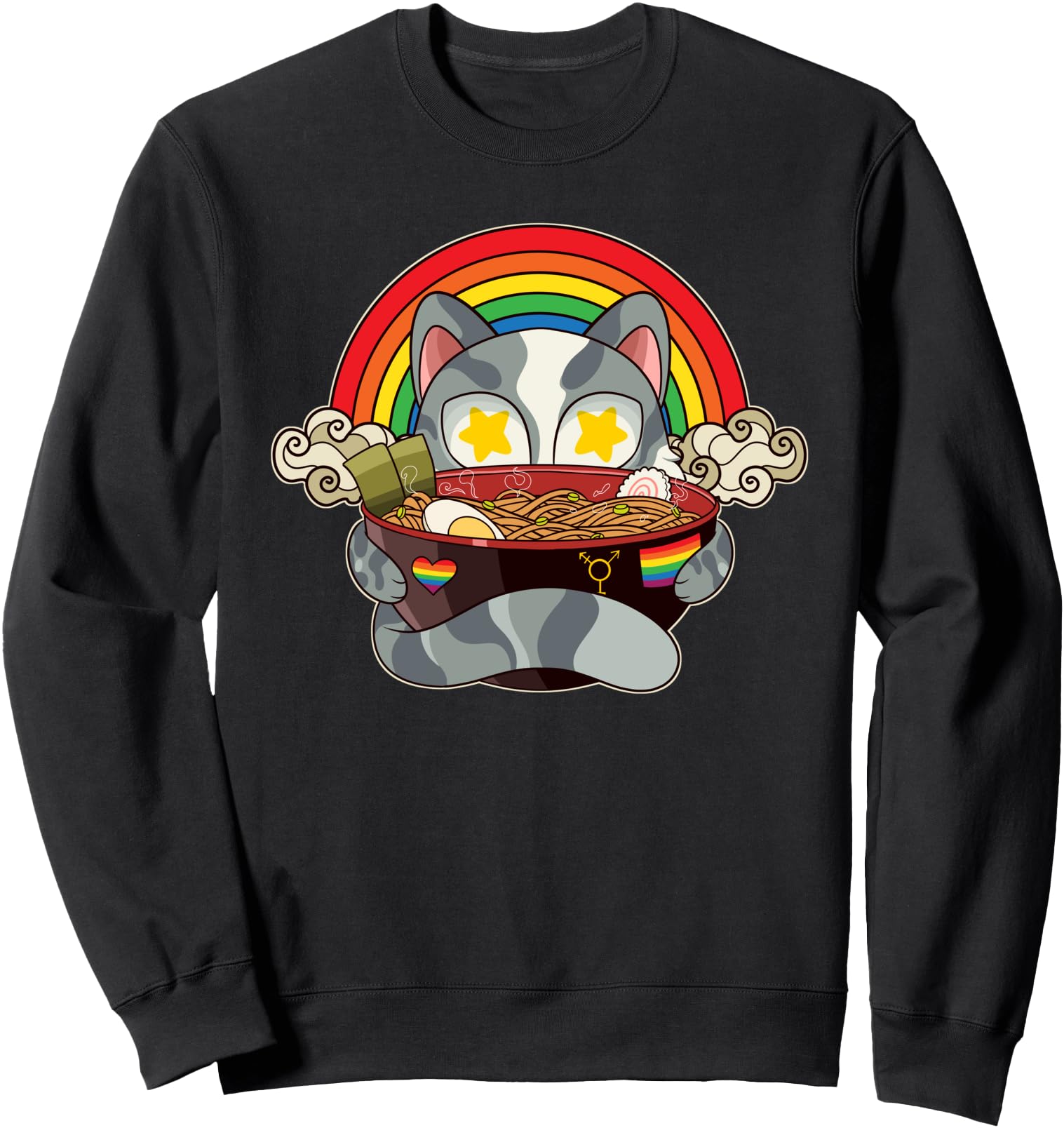 Kawaii Cat Ramen Noodles Cute Neko Japanese Foodie Lgbt Sweatshirt