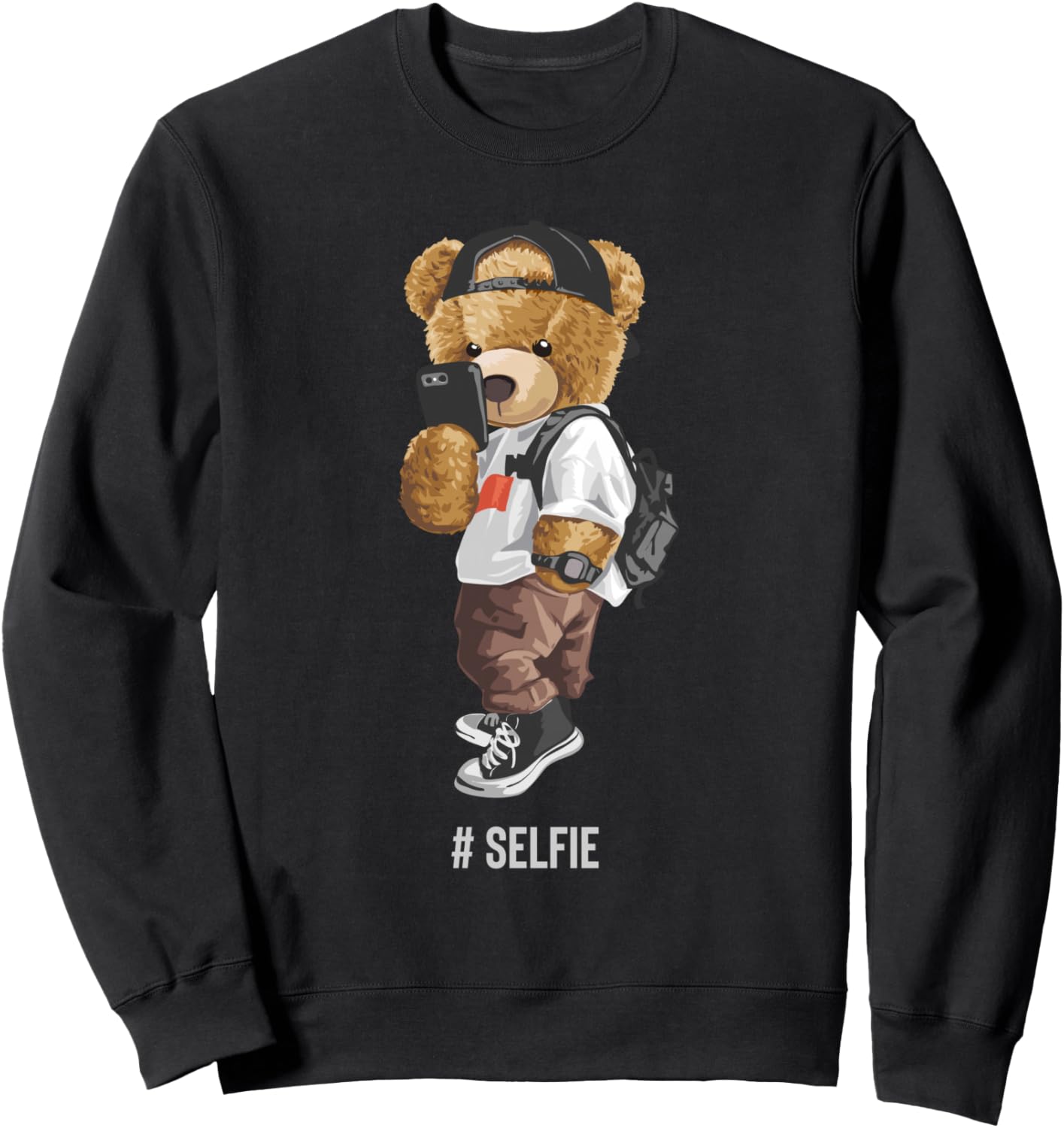 Cute teddy bear taking a selfie Sweatshirt