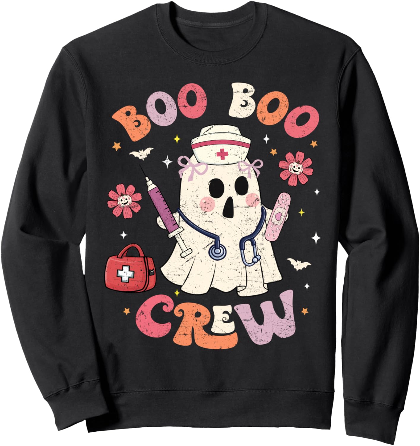 Groovy Halloween Nurse Funny Nursing Ghost Boo Boo Crew Sweatshirt