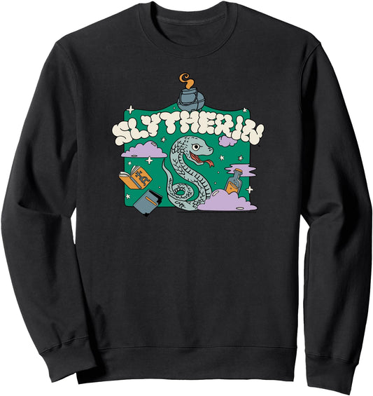 Amazon Essentials Harry Potter Hogwarts Slytherin House Cartoon Scene Sweatshirt