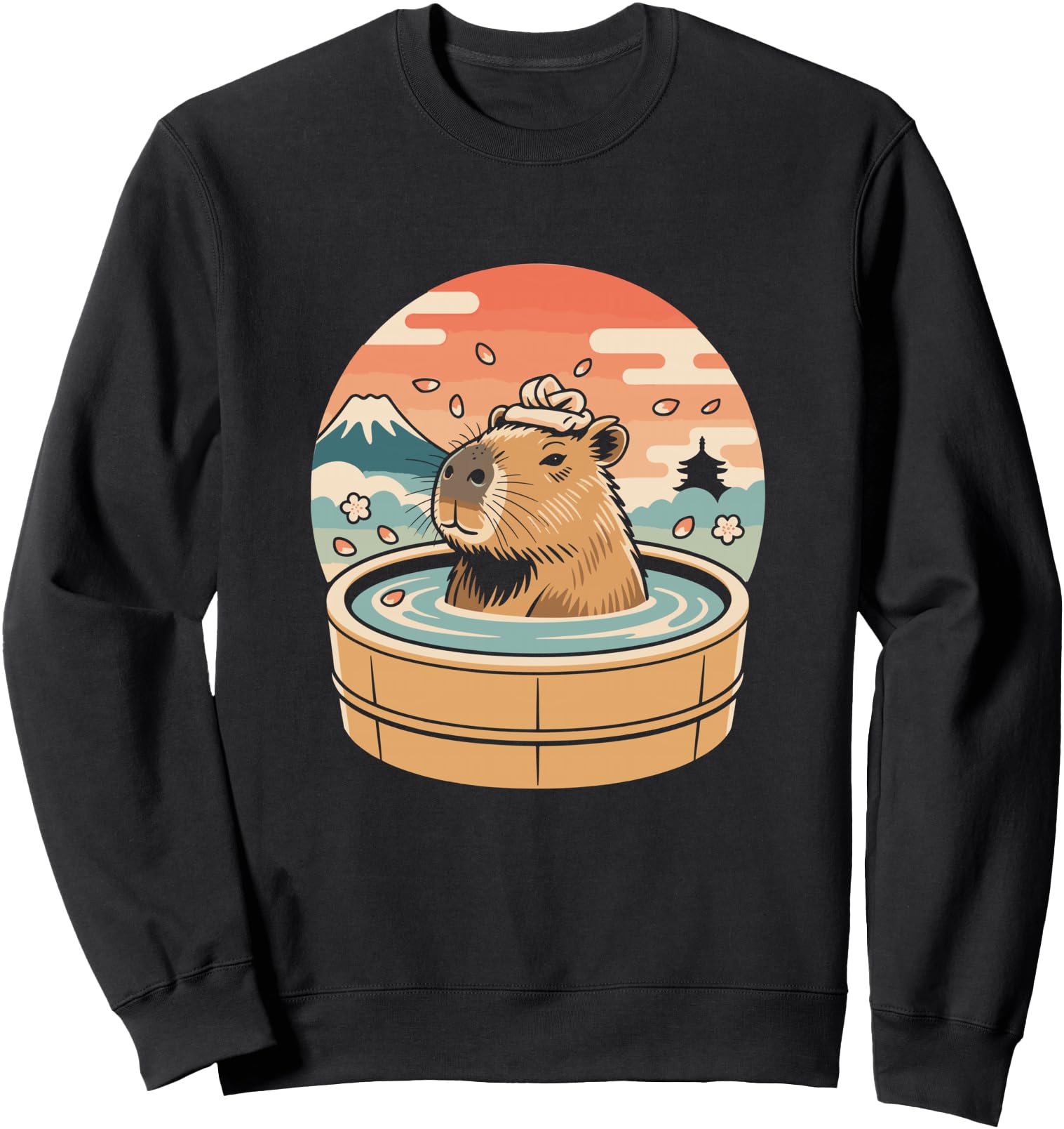 Capybara Relaxing Onsen Japanese Graphic Sweatshirt