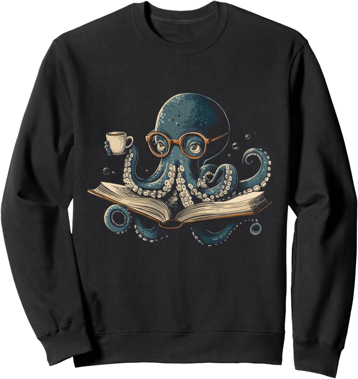 Octopus Reading Book Coffee Funny Book Lover Bookworm Nerd Sweatshirt