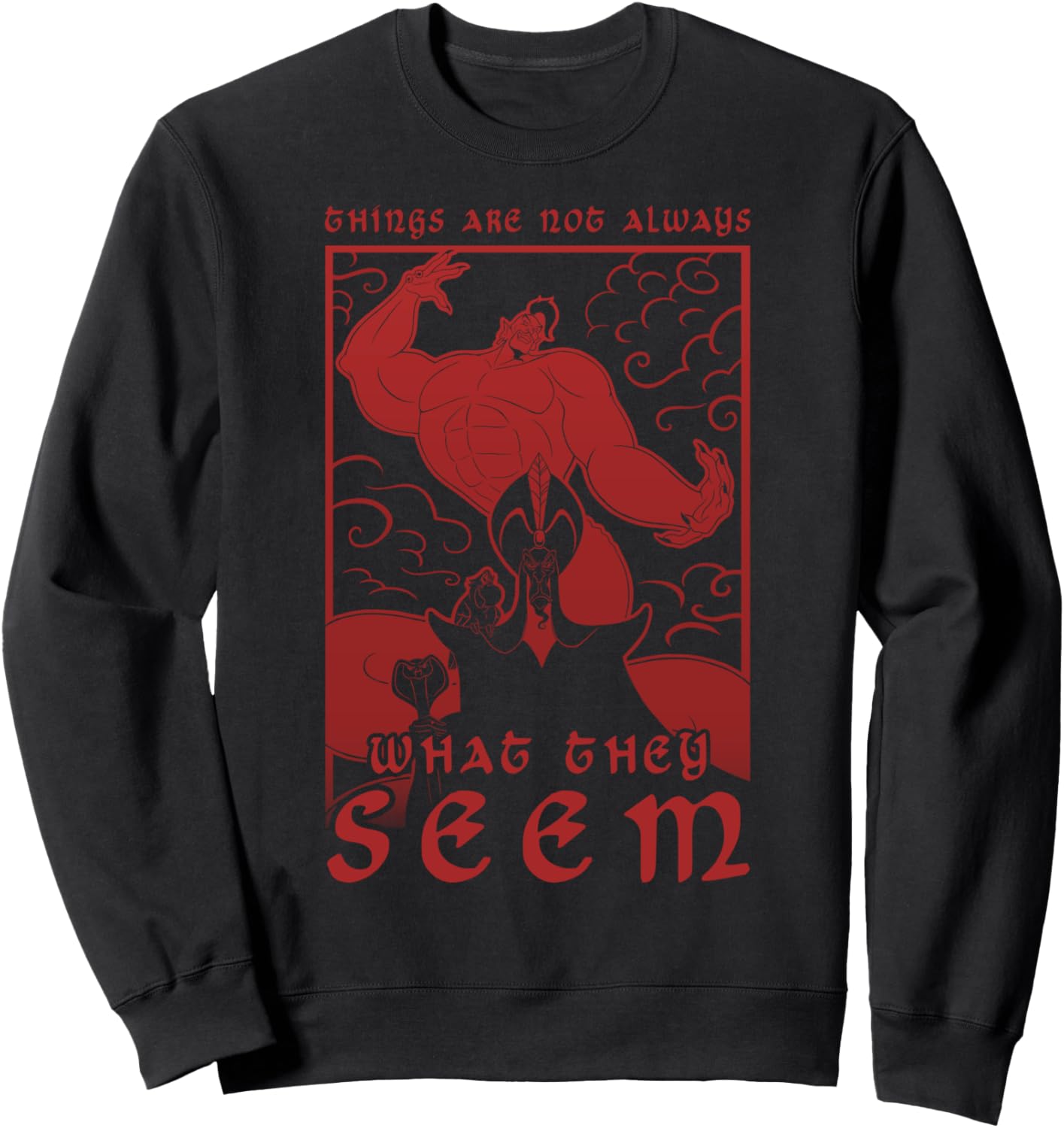 Disney Aladdin Jafar Evil Genie Poster Style Graphic Fleece Sweatshirt