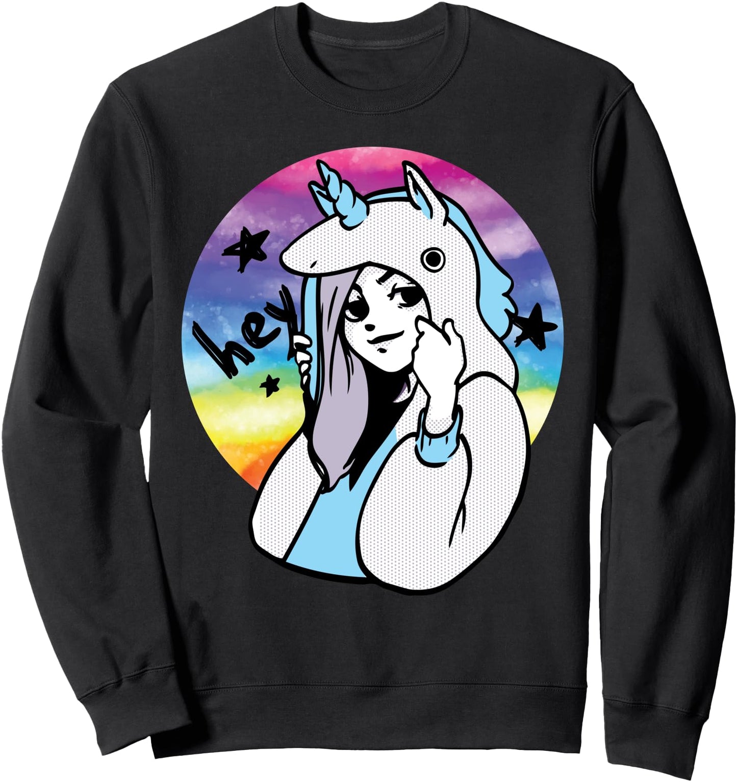 Anime Unicorn Girl - Rainbows - Japanese Aesthetics - Otaku Sweatshirt
