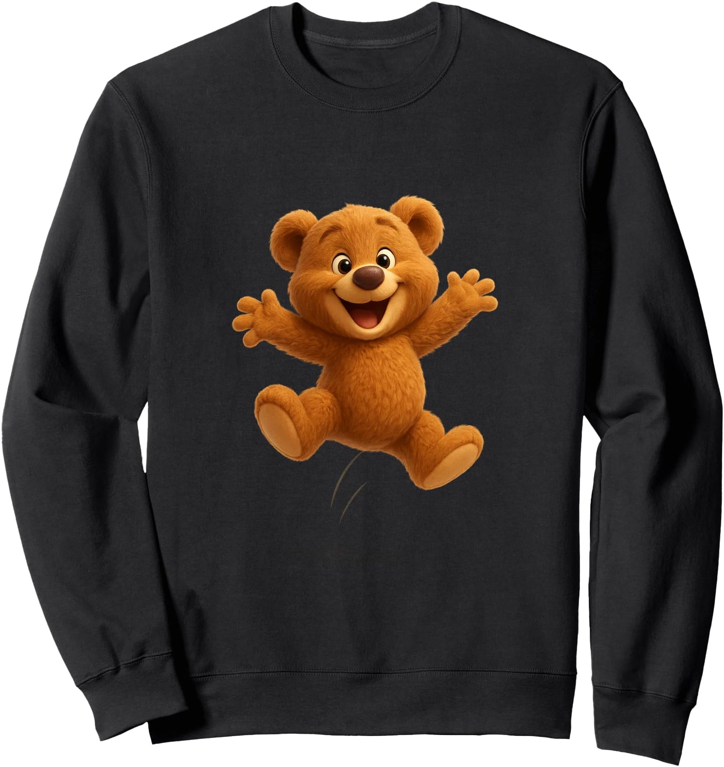 Cool Happy Teddy Bear Toy Jump Illustration Outfit Graphic Sweatshirt