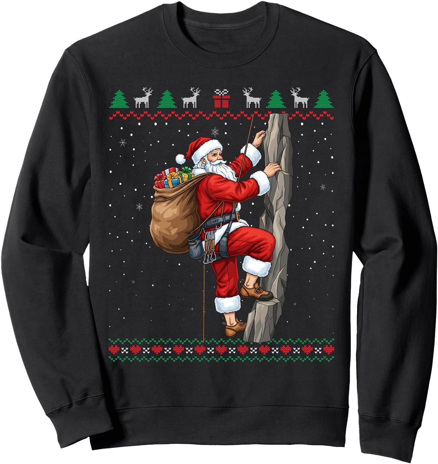 Santa Claus Rock Climbing Christmas Funny Ugly Sweater Sweatshirt