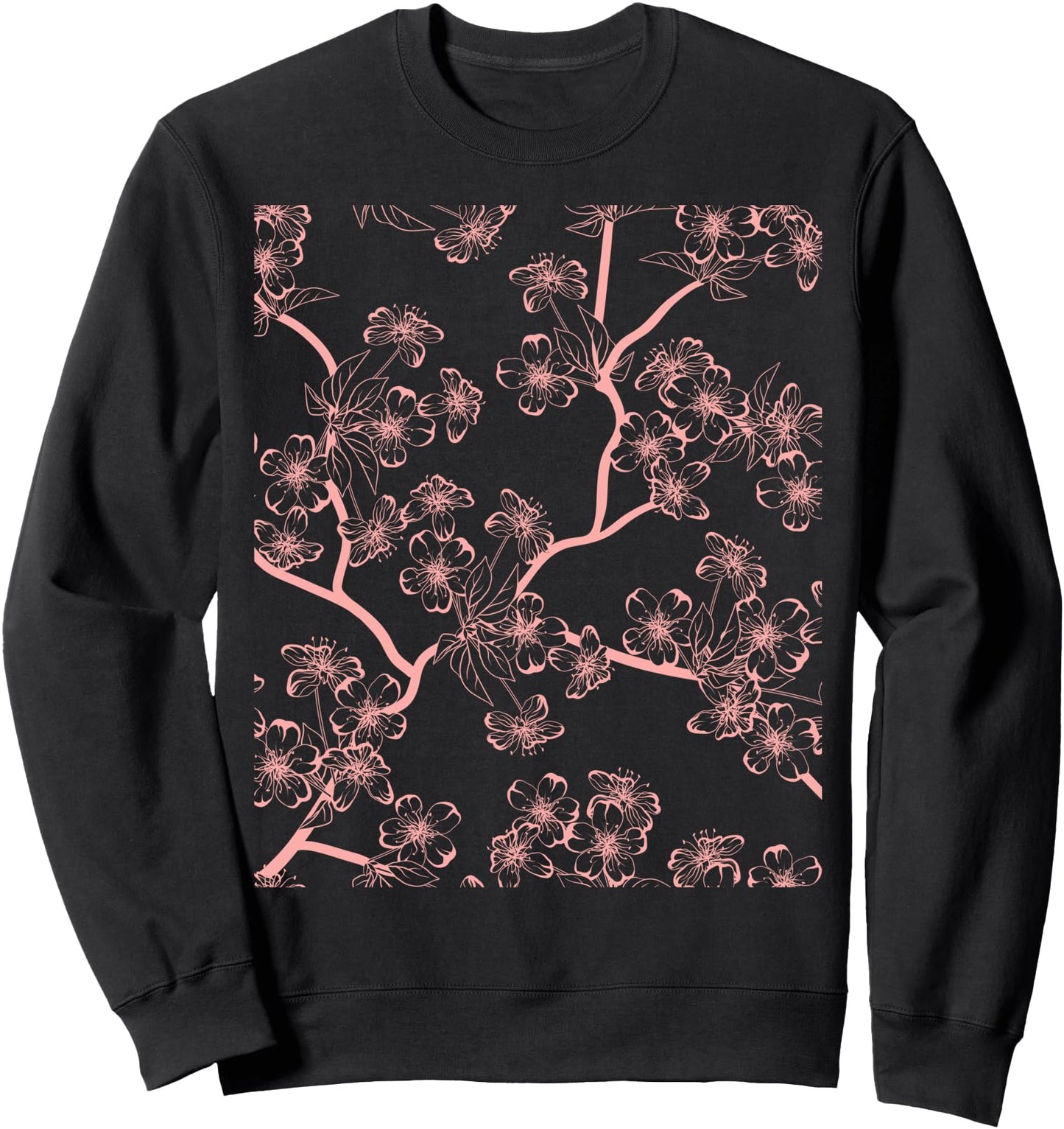 Cute Japanese Cherry Blossom Japanese Woodblock Art Pink Sweatshirt
