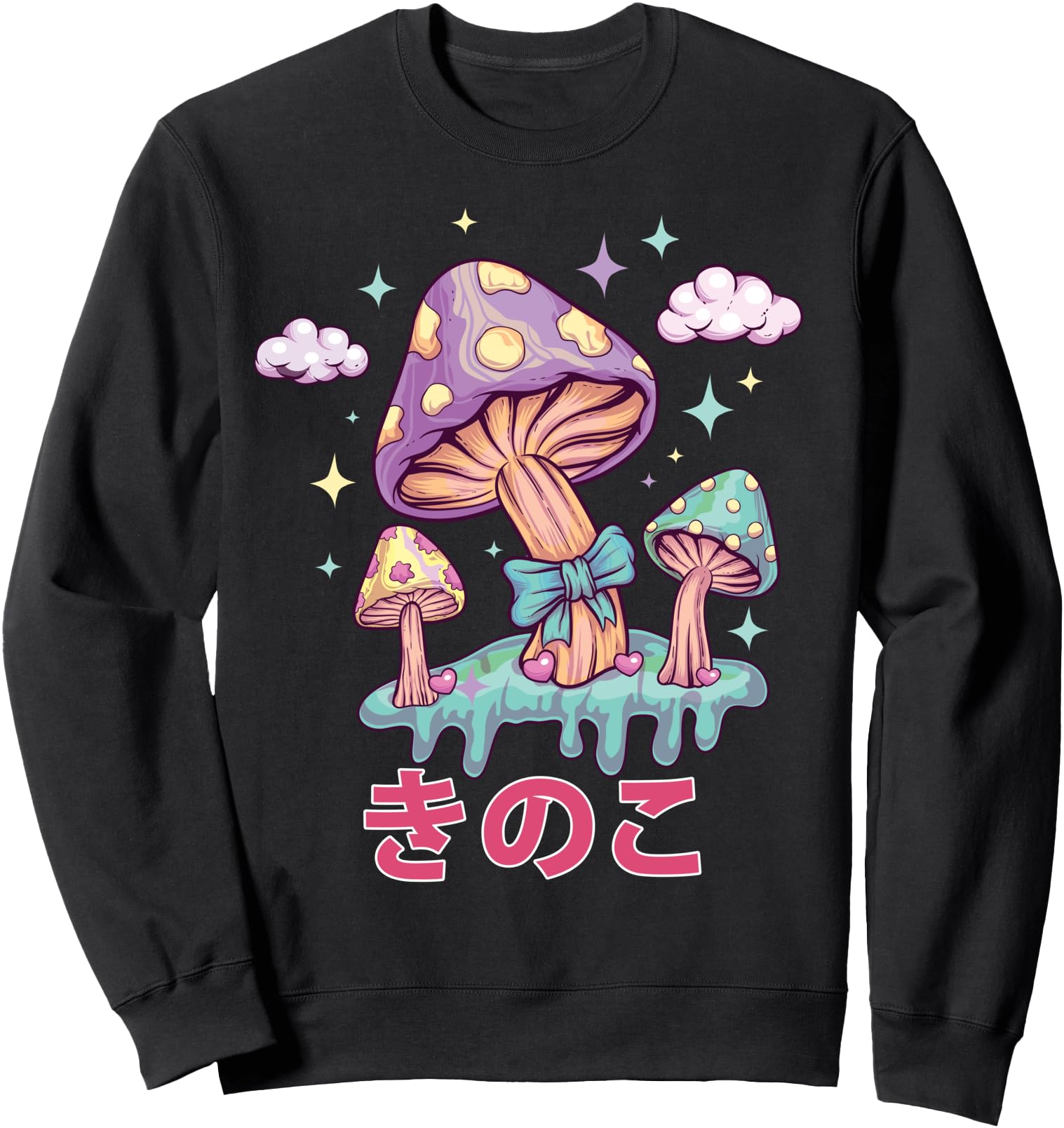 Pastel Goth Mushrooms Kawaii Japanese Aesthetic Nu Goth Sweatshirt