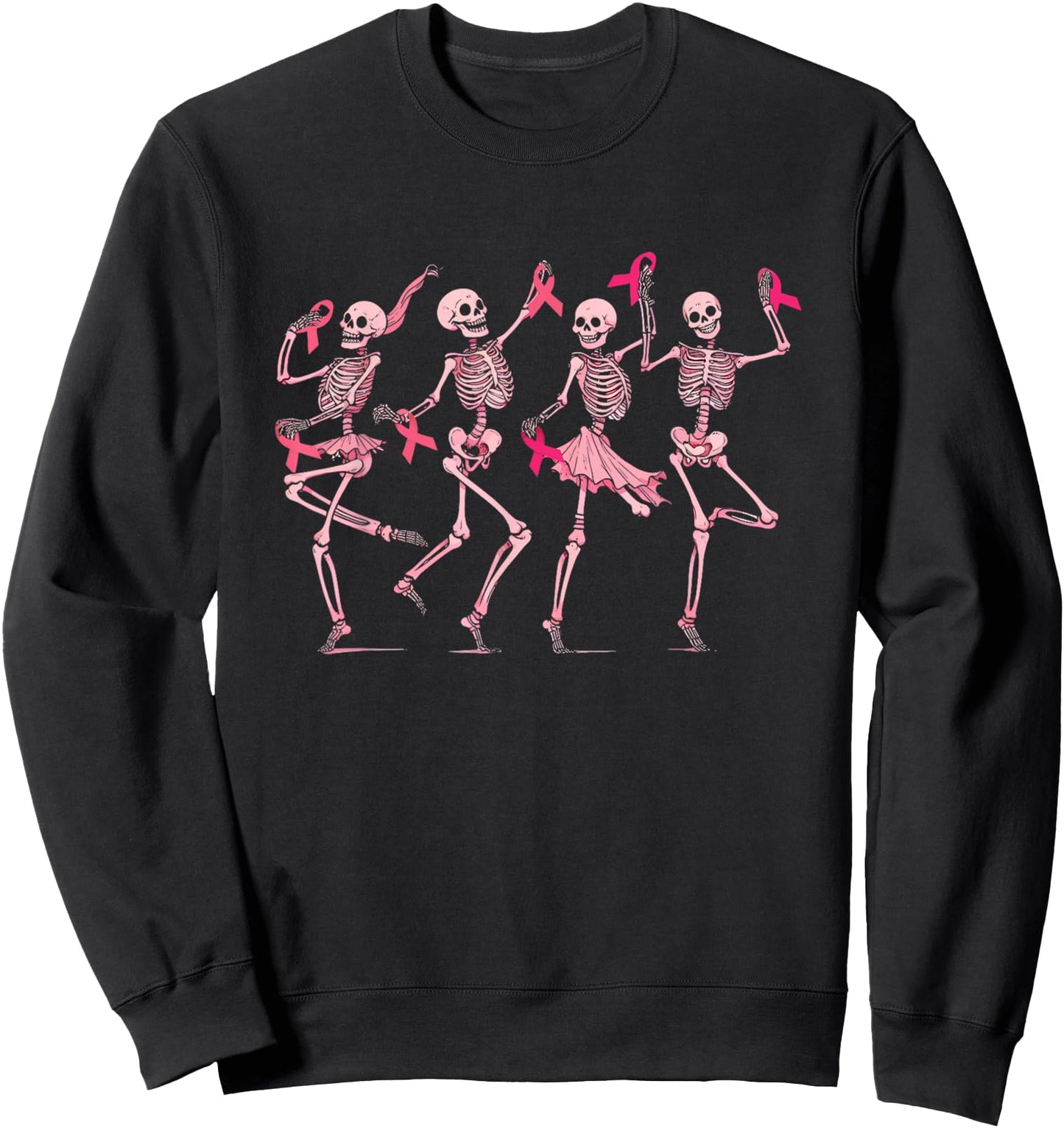 Skeleton Dancing Pink Ribbon Breast Cancer Awareness Support Sweatshirt