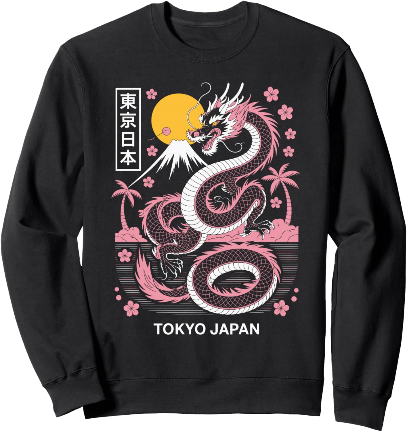 Tokyo Japan Dragon Mount Fuji Sakura Pink Japanese Culture Sweatshirt