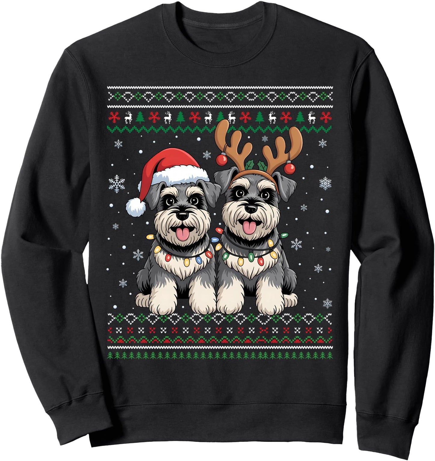Ugly Xmas Sweater Funny Santa Reindeer Schnauzer Christmas Sweatshirt