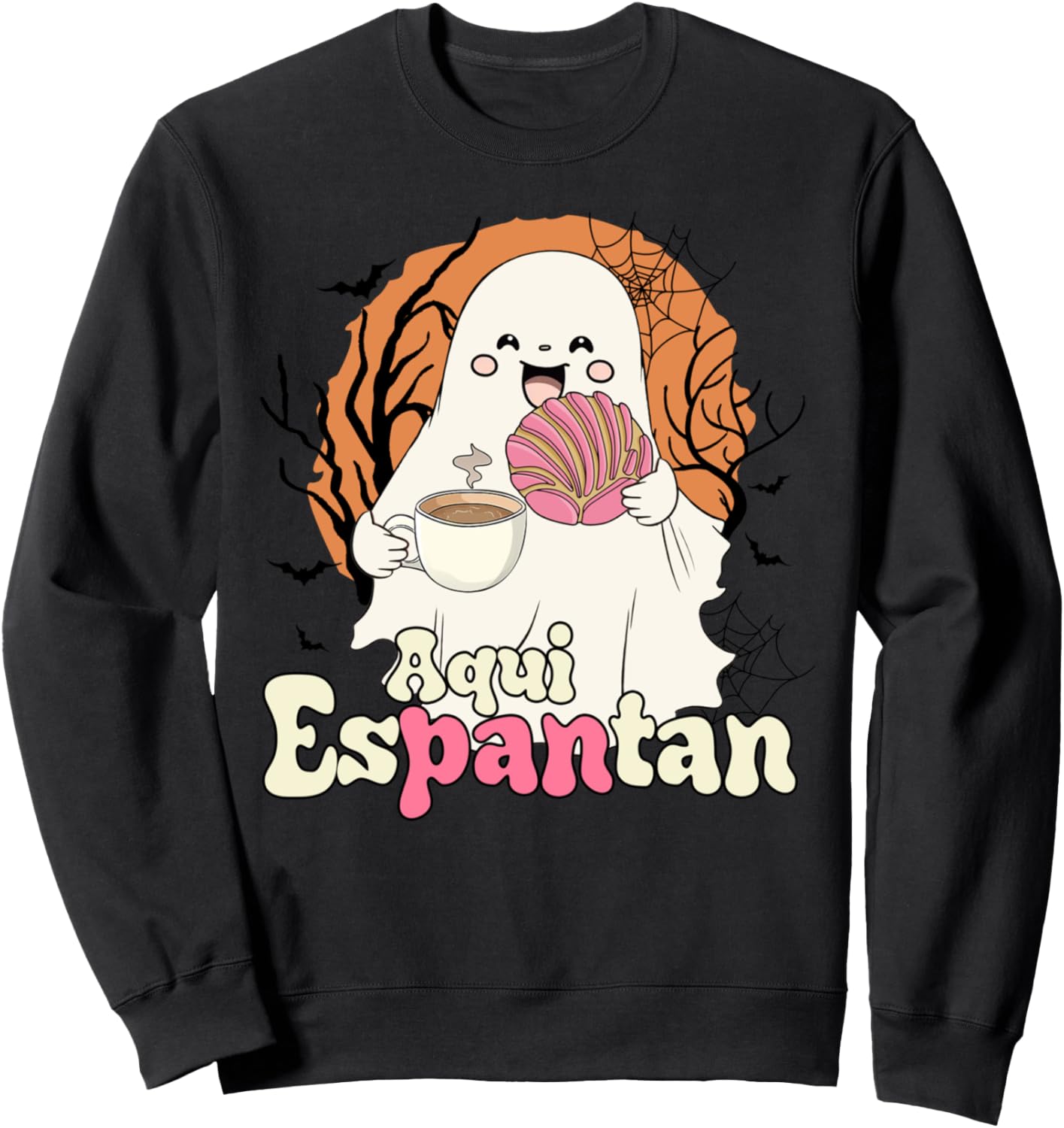 Aqui espantan Spanish Halloween Spooky Latina Dia de muertos Sweatshirt