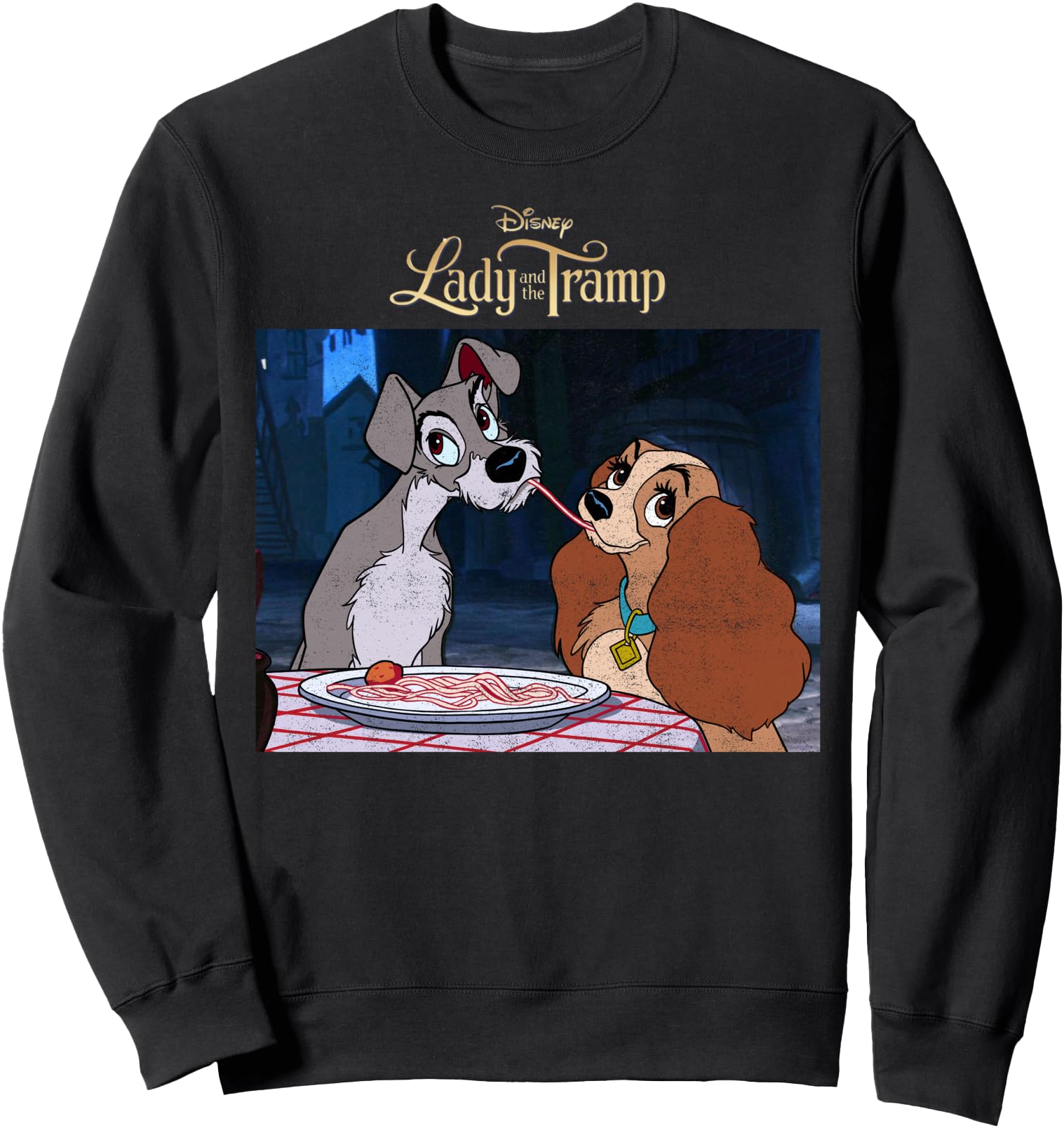 Disney Lady And The Tramp Iconic Scene Logo Sweatshirt