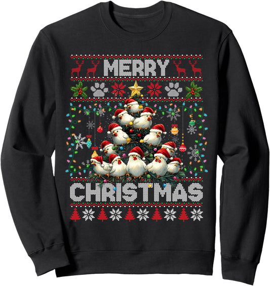 Chickens Christmas Tree Chickens Lover Xmas Ugly Sweater Sweatshirt