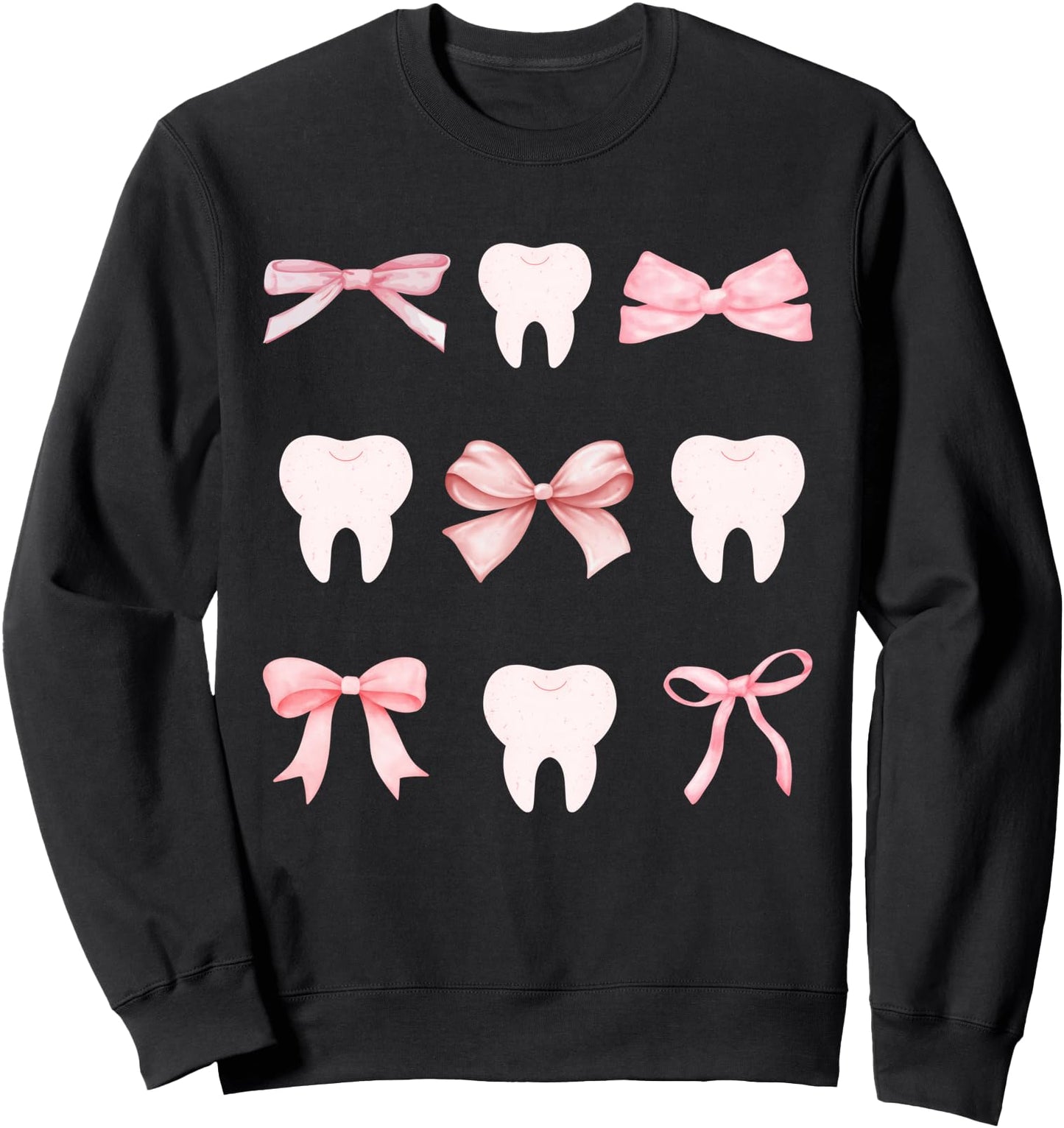 Girly Dental Crew Apparel Sweatshirt - Unisex Adult Dental Assistant Hygienist RDH Sweatshirt - Black, Small